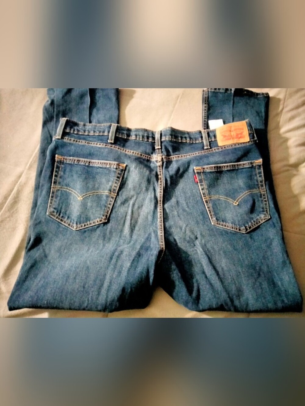 Levi's Strauss Dark Blue Straight Leg Denim Jeans 42x30 Men's Durable Pants